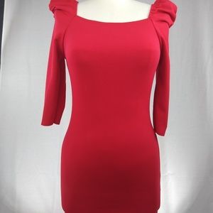 Puff Sleeve Sq. Neck Bodycon Dress